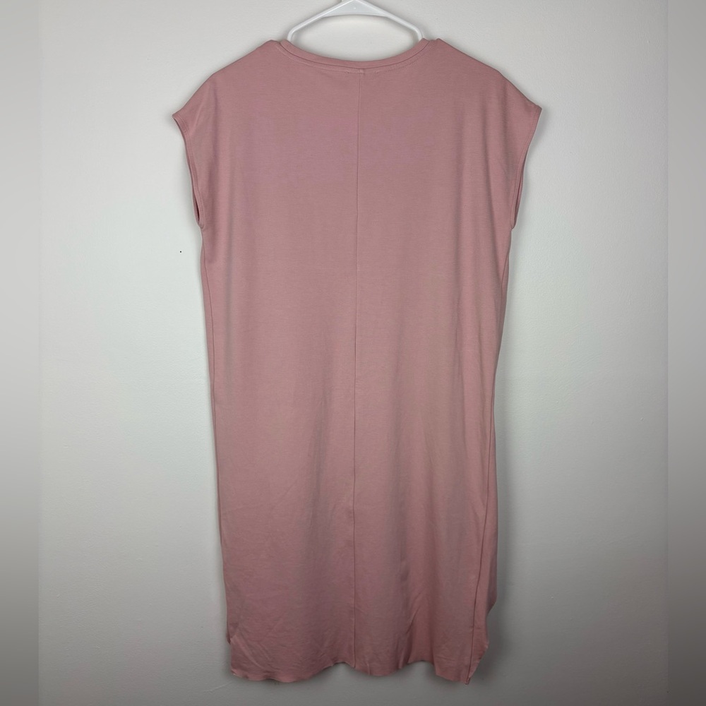 COS Cap Sleeve Tunic Dress Dusty Pink Size Small Minimalist Raw Hem Summer Chic - Picture 5 of 8